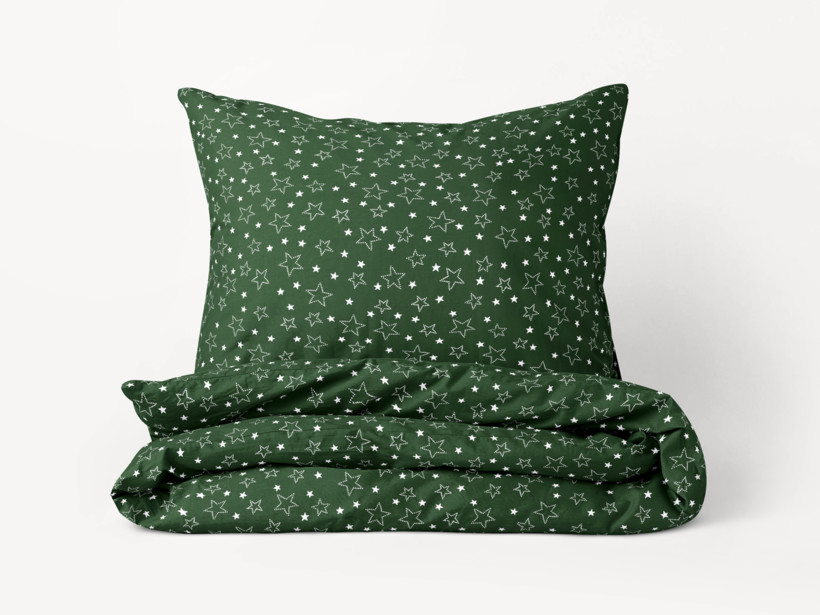 Lenjerie de pat din bumbac - steluțe albe pe verde