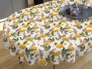 Față de masă decorativă  LONETA - model 388 portocale și flori - ovală