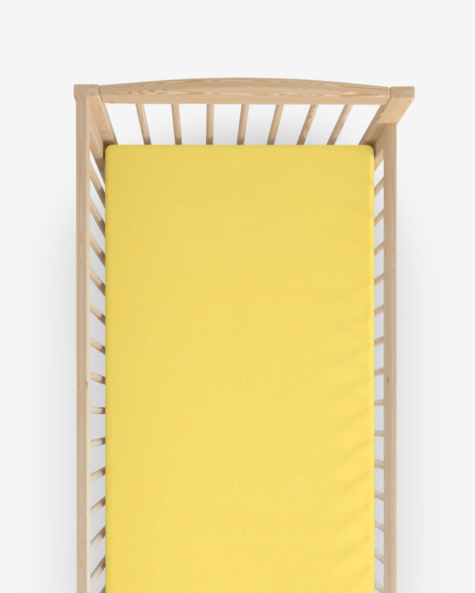 Cearceaf pentru pătuț din Jersey cu elastic - galben deschis
