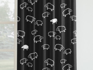 Draperie din bumbac pentru copii - model 1019 - oișoare albe pe negru