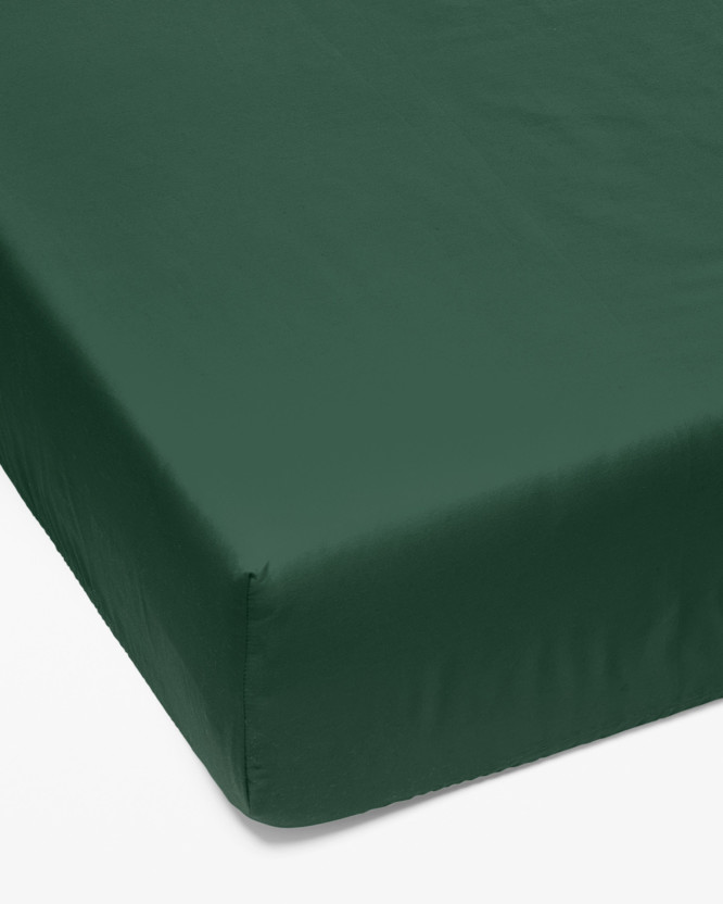Cearceaf de pat 100% bumbac cu elastic - verde închis