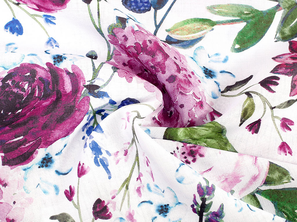 Țesătură teflonată pentru fețe de masă - model 065 flori mov