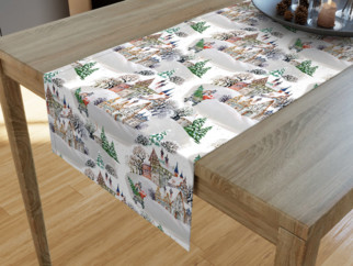 Napron de masă decorativ LONETA - model 436 de Crăciun - sat înzăpezit