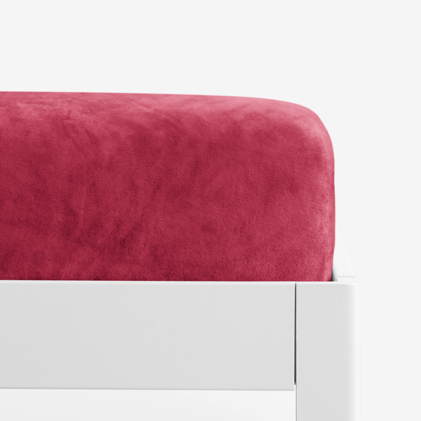 Cearceaf de pat din micropluș cu elastic - roșu închis