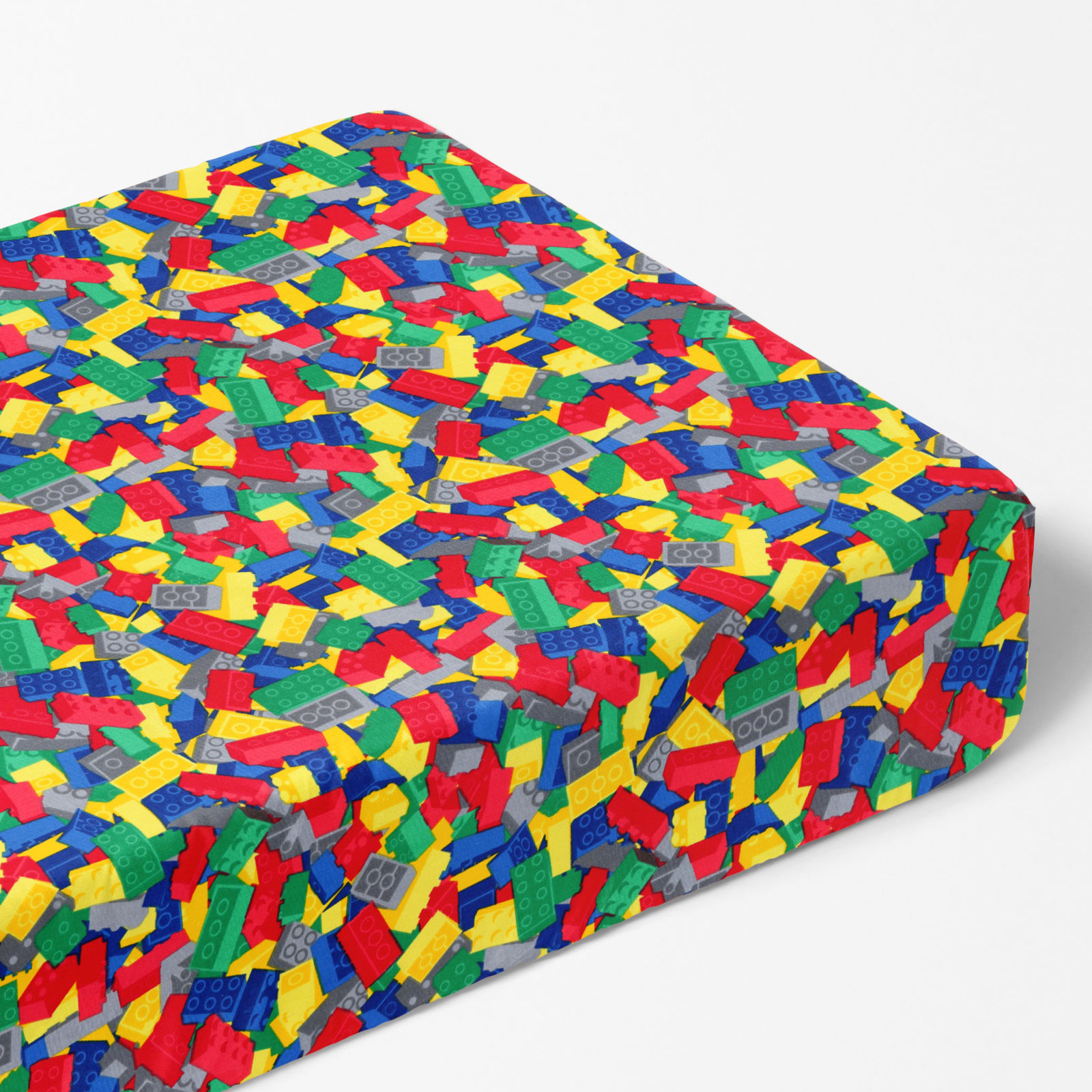 Cearceaf de pat cu elastic din 100% bumbac - lego colorat