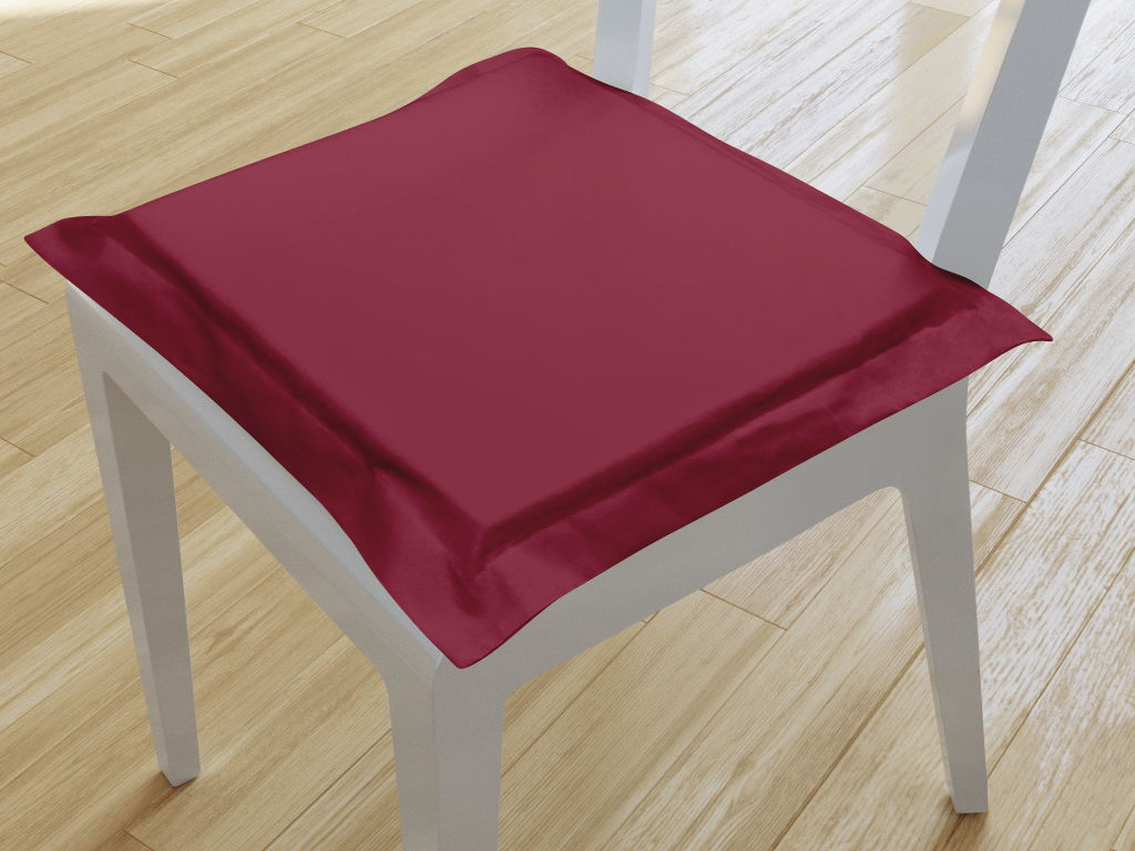 Pernă pentru scaun cu tiv decorativ 38x38 cm - vișinie