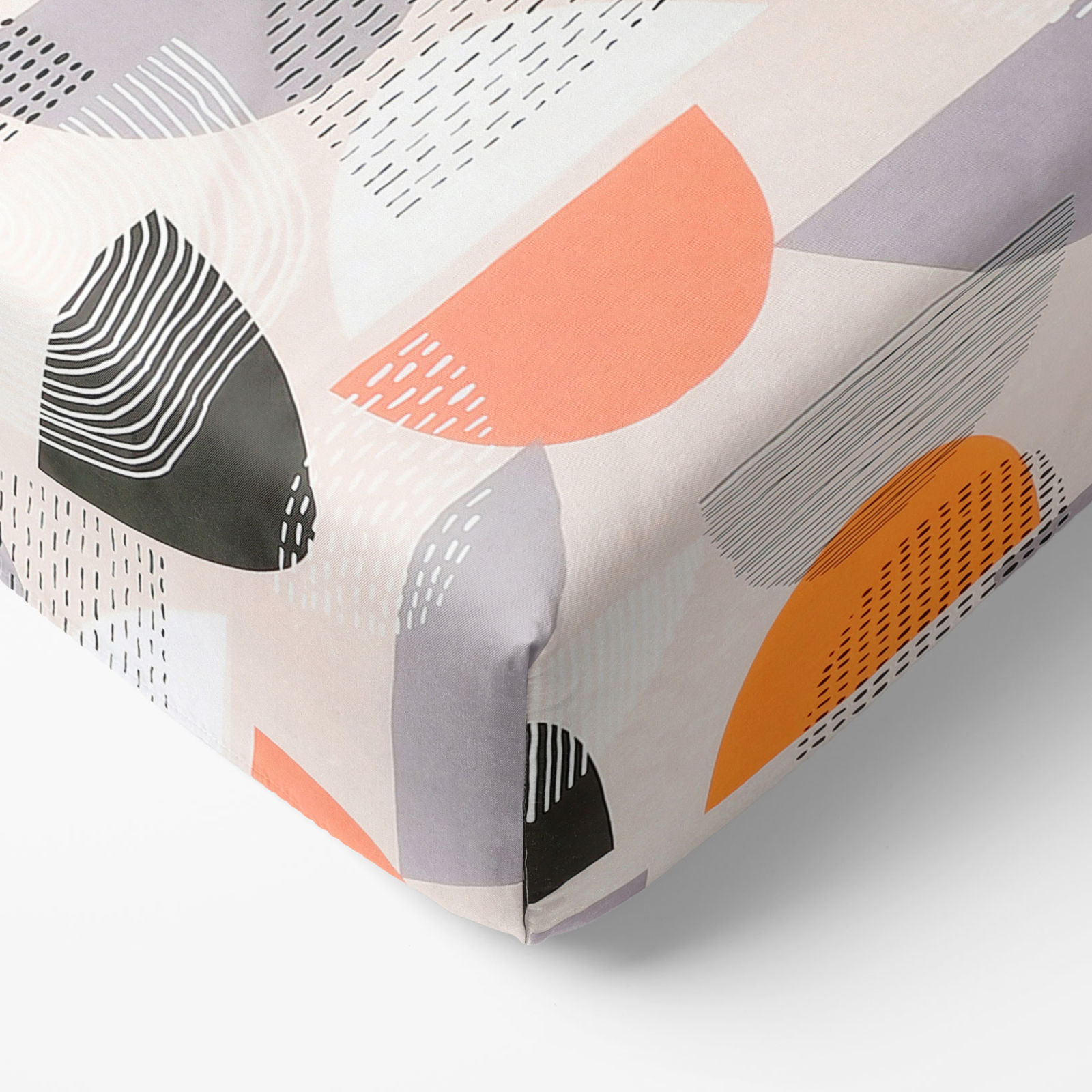 Cearceaf de pat bumbac 100% cu elastic  - forme abstracte colorate