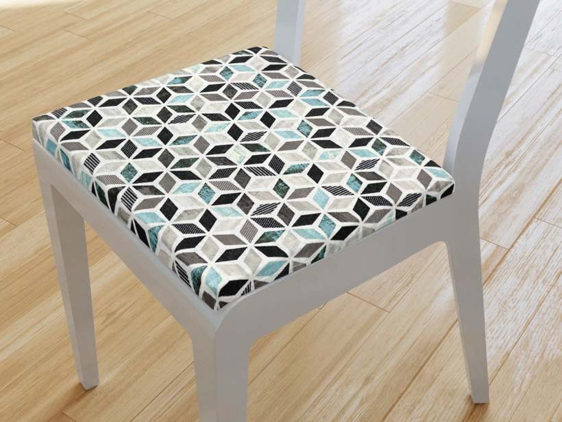 Pernă pentru scaun 38x38 cm - VINTAGE -  mozaic cu turcoaz
