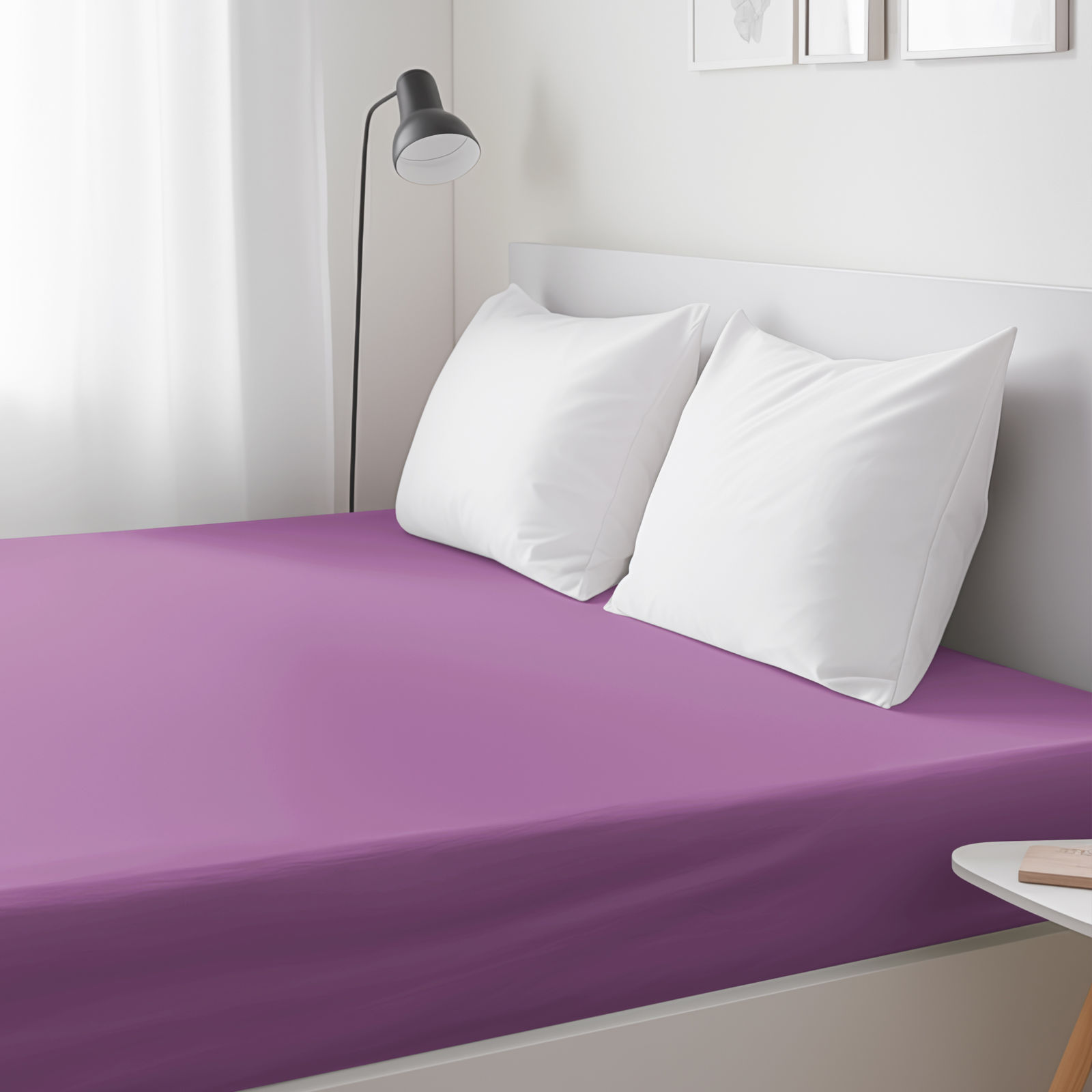 Cearceaf de pat 100% bumbac cu elastic - violet
