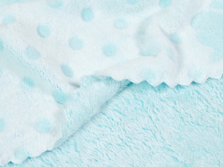 Pătură de calitate pentru bebeluși din microfibră - model 044 elefanți și buline turcoaz