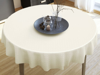 Față de masă din teflon de lux - model 096 - vanilie cu dreptunghiuri lucioase - rotundă