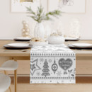 Napron de masă din bumbac de Crăciun - model 818 - simboluri de Crăciun pe alb