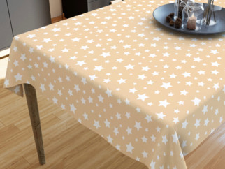 Față de masă decorativă LONETA - model 360 - steluțe albe pe bej