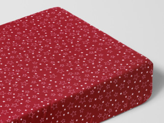 Cearceafuri de pat din bumbac cu elastic - model 015 - steluțe albe pe roșu
