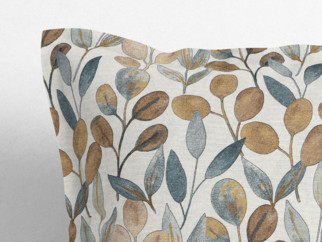 Față de pernă cu tiv decorativ LONETA - eucalipt maro și albastru
