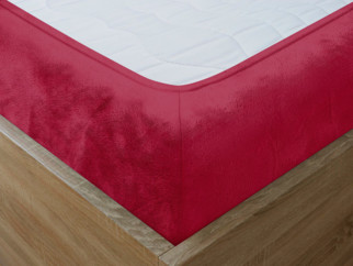 Cearceaf de pat moale și cald din micropluș cu elastic - roșu închis