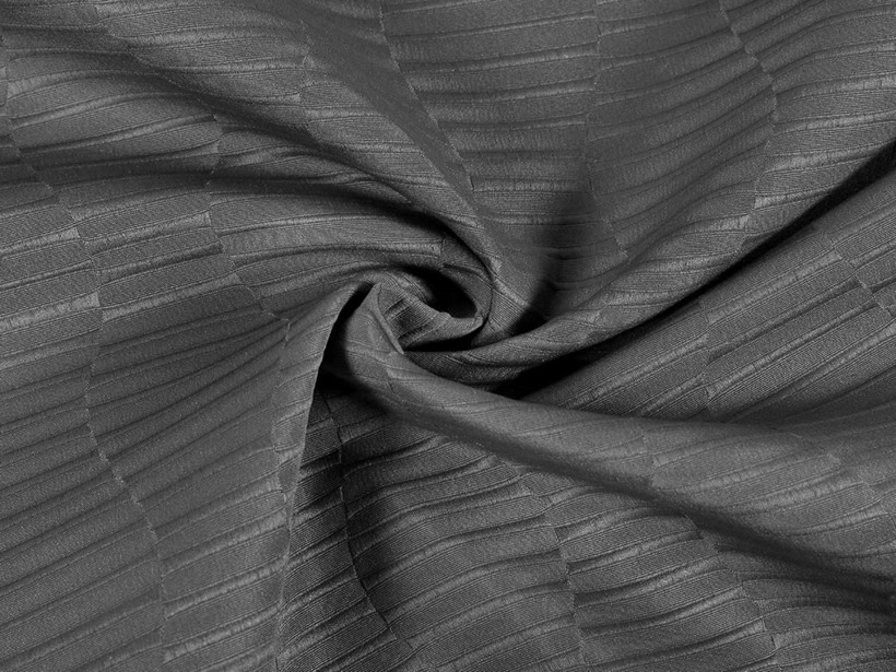 Țesătură decorativă cu strat teflonat - valuri gri închis în relief