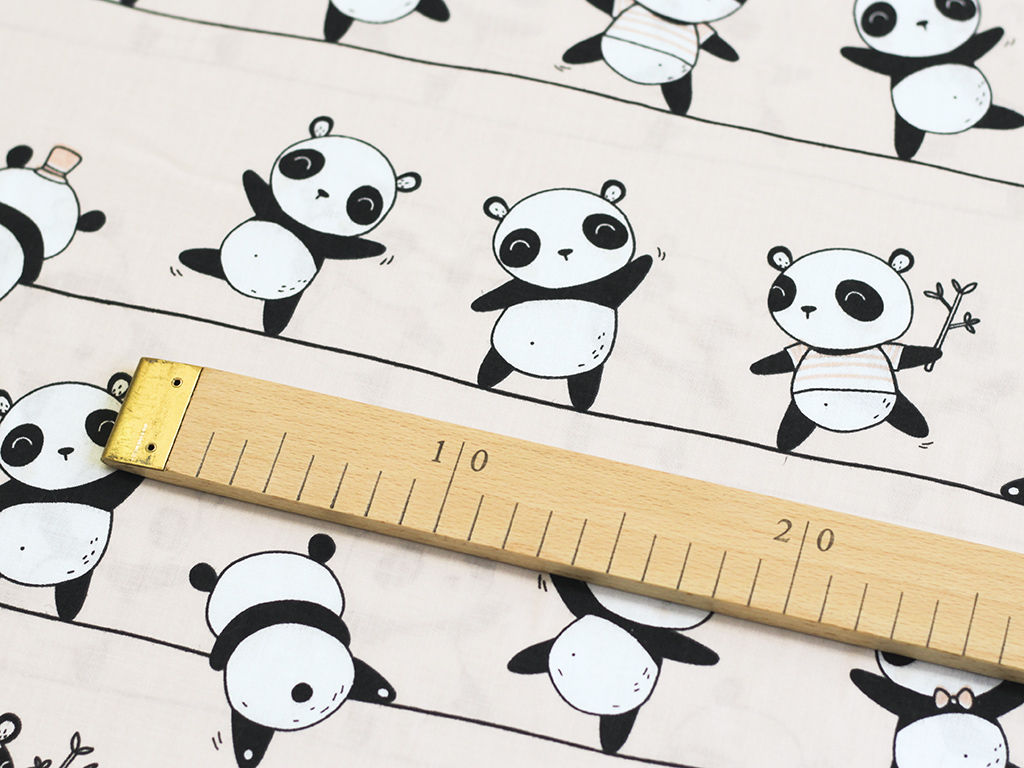 Țesătură din bumbac 100% SIMONA - panda dansatoare
