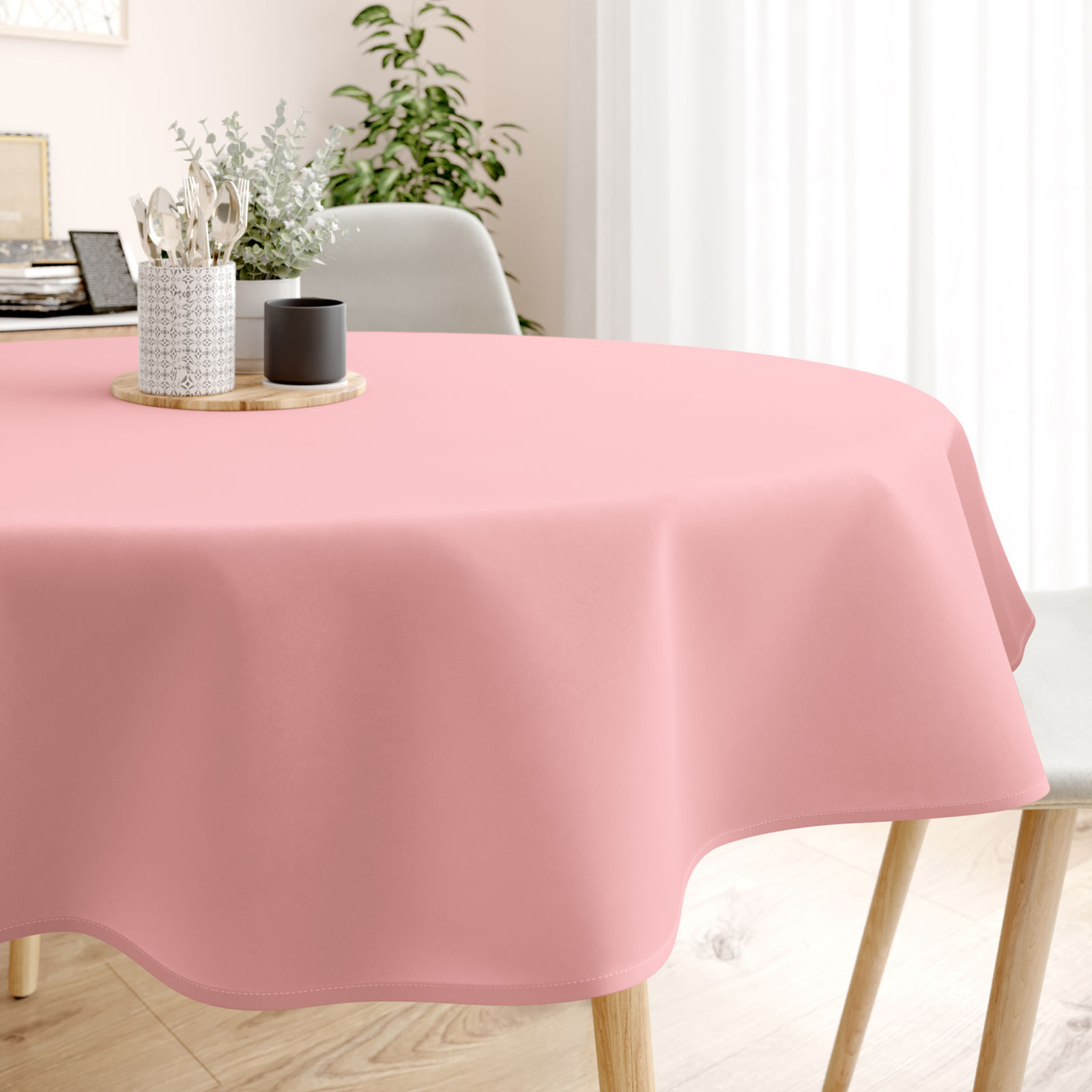 Față de masă LONETA - roz - rotundă