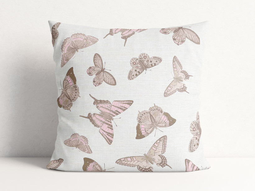 Față de pernă decorativă Loneta - fluturi roz
