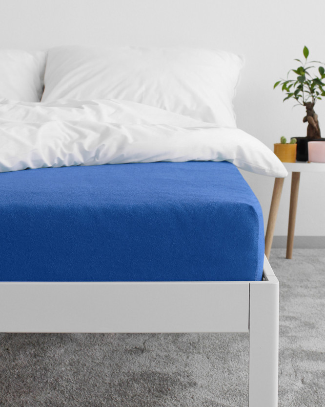 Cearceafuri de pat din terry cu elastic - albastru închis