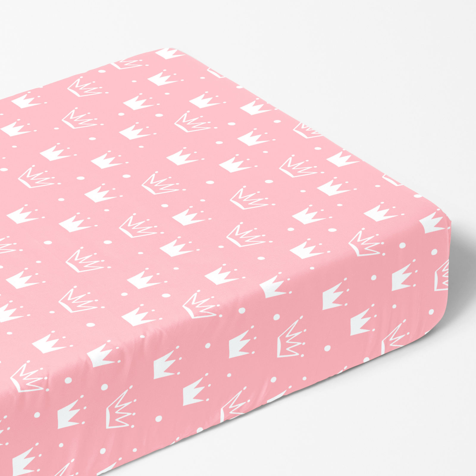 Cearceaf de pat 100% bumbac cu elastic - coronițe pe roz