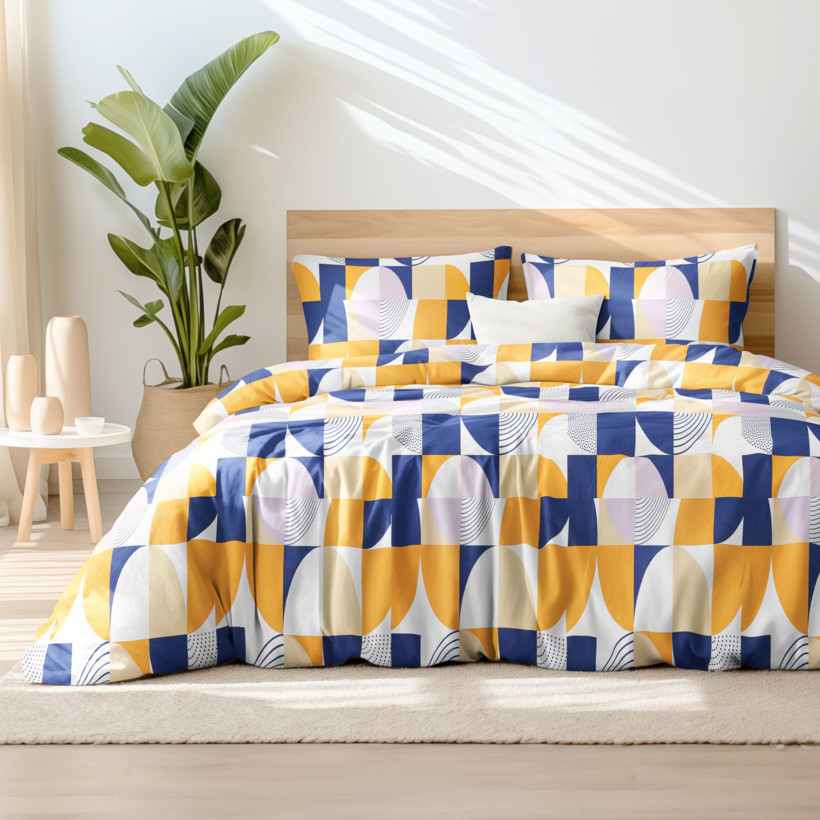 Lenjerie de pat din 100% bumbac Deluxe - forme geometrice colorate
