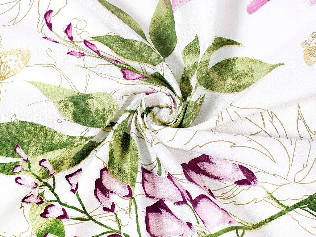 Țesătură Deluxe 100% bumbac - flori wisteria