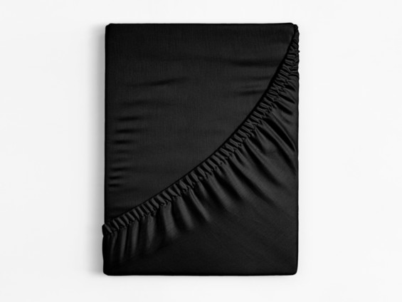 Cearceafuri de pat din bumbac cu elastic - negru
