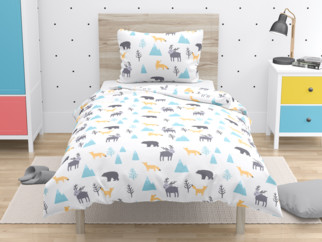 Lenjerie de pat din bumbac pentru copii - model 1052 - animale polare pictate