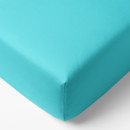 Cearceaf de pat din bumbac cu elastic - albastru turcoaz