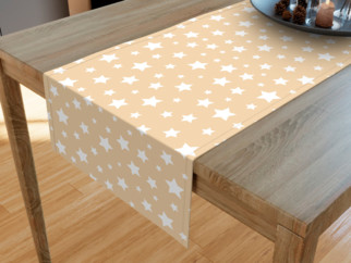 Napron de masă decorativ LONETA - model 360 - steluțe albe pe bej