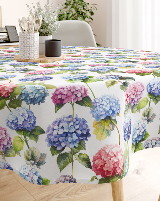 Față de masă decorativă LONETA - flori de hortensie - rotundă