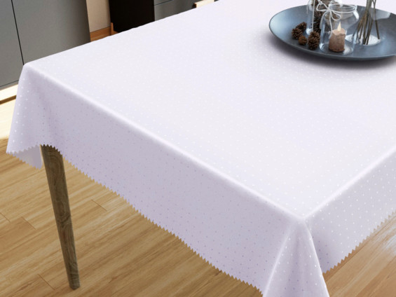 Față de masă de lux teflonată - model 095 albă cu o nuanță ușoară în violet