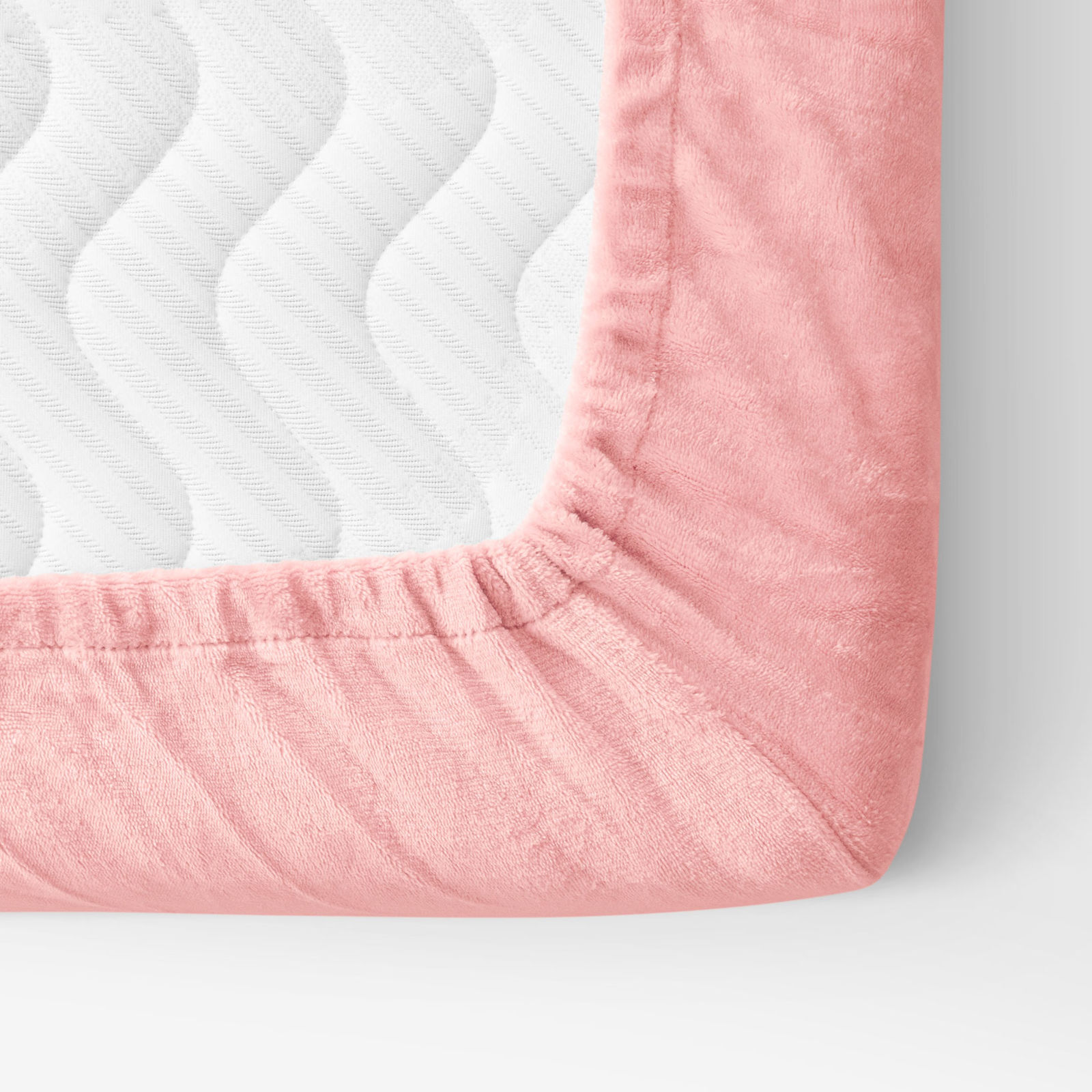 Cearceaf de pat din micropluș cu elastic - somon