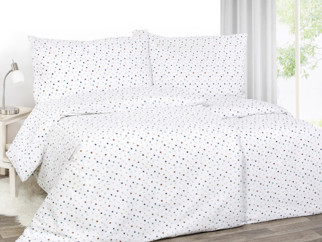 Lenjerie de pat creponată - model 1023 - buline colorate pe alb