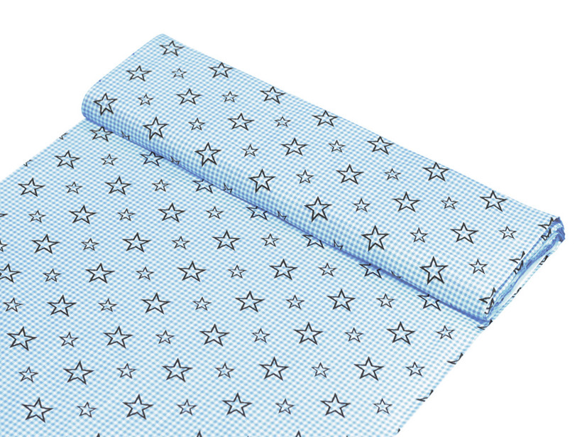 Țesătură din bumbac 100% SIMONA - steluțe în carouri albastre