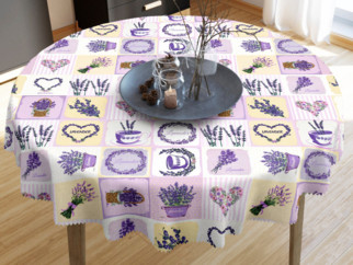 Față de masă teflonată - model 067 decorațiuni cu lavandă - rotundă