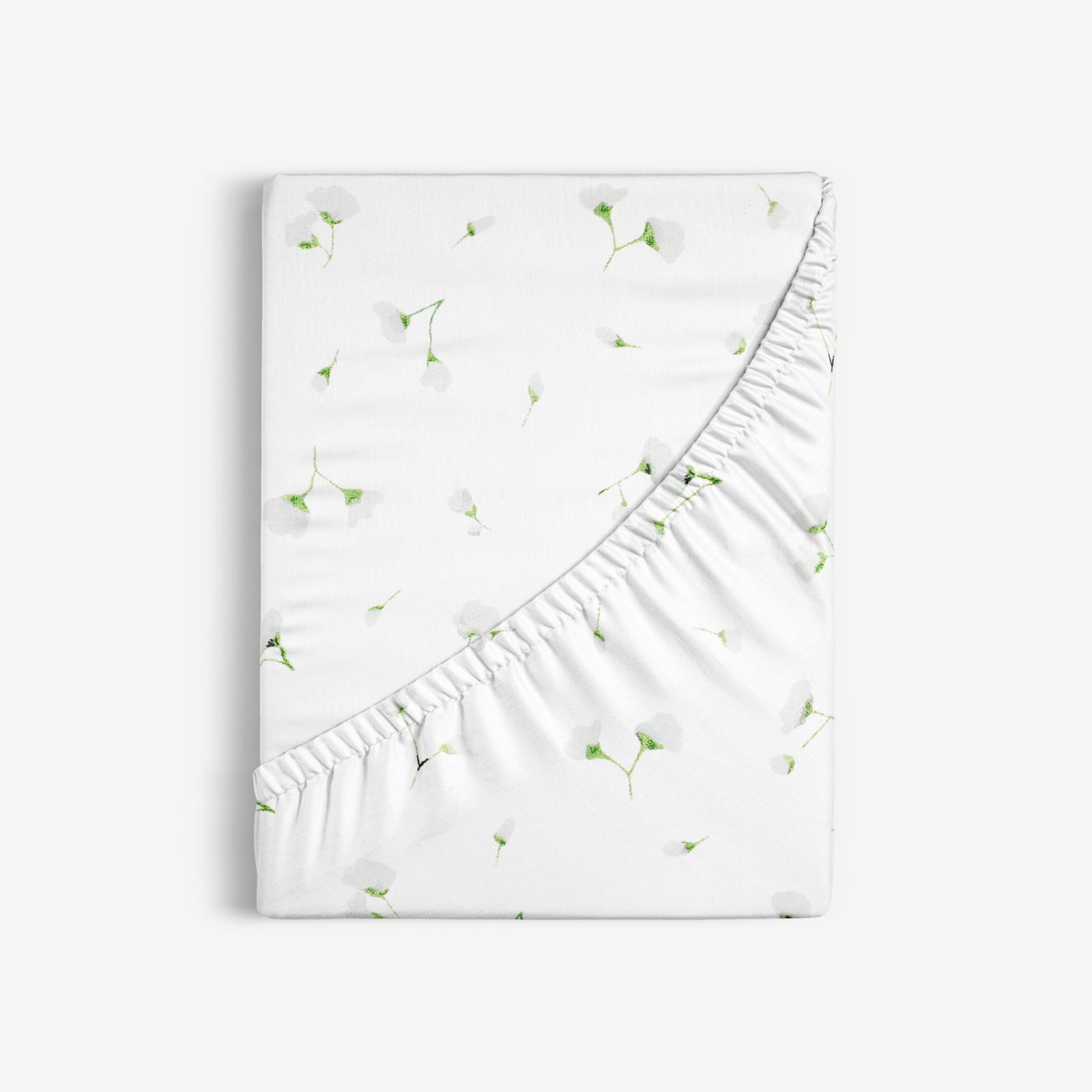 Cearceaf de pat bumbac 100% cu elastic - flori mici pe alb