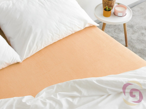 Cearceafuri de pat din terry cu elastic - culoare somon