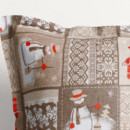 Față de pernă de Crăciun LONETA cu tiv decorativ - model 348 - oameni de zăpadă