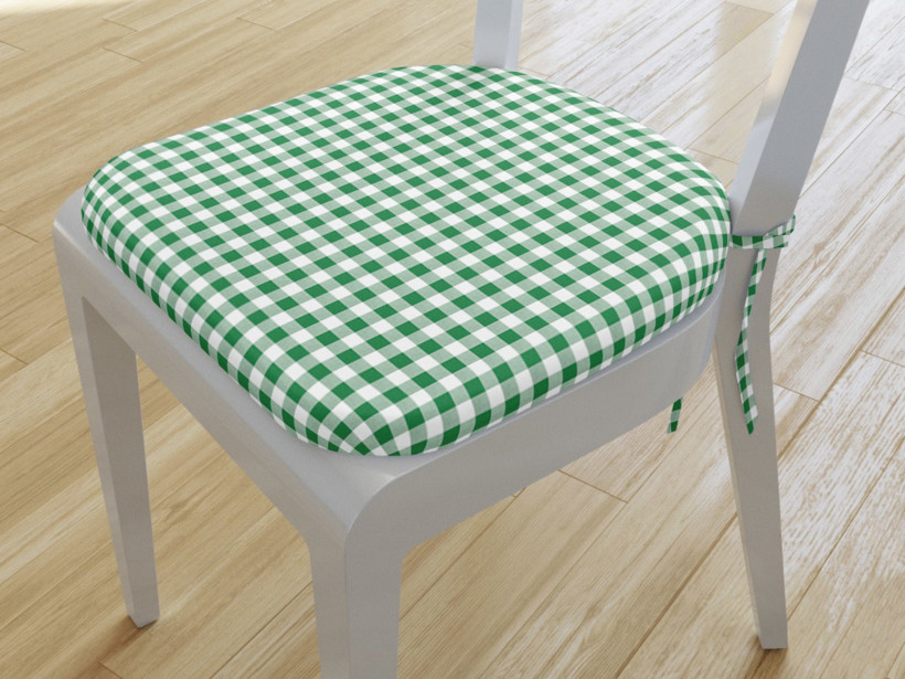 Pernă pentru scaun rotundă din bumbac 39x37cm- carouri verzi și albe