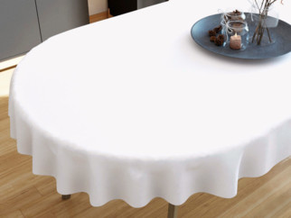 Față de masă din bumbac solid - model 1001 albă - ovală