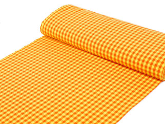 Țesătură din 100% bumbac KANAFAS - lățime 150 cm - model 063 carouri mici în galben-portocaliu