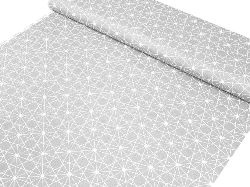 Țesătură decorativă LONETA - model 300 linii albe pe gri