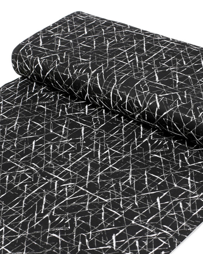Țesătură din 100% bumbac - linii de design pe negru