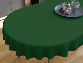 Față de masă din bumbac - verde închis- ovală