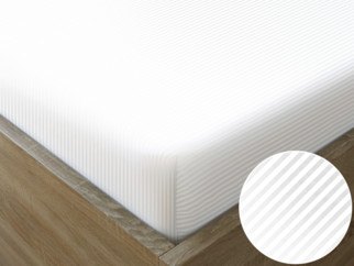 Cearceafuri de pat din damasc cu dungi 4mm - alb