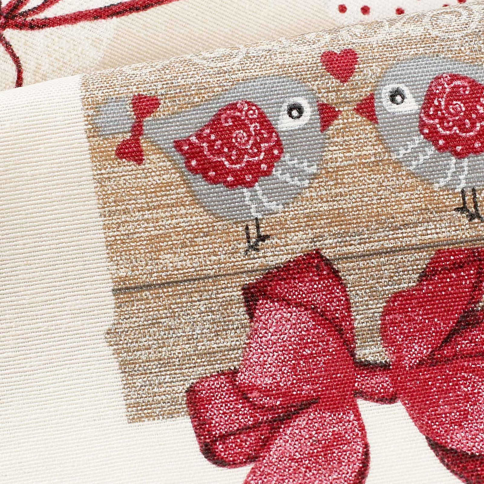 Țesătură decorativă Loneta - inimi roșii patchwork