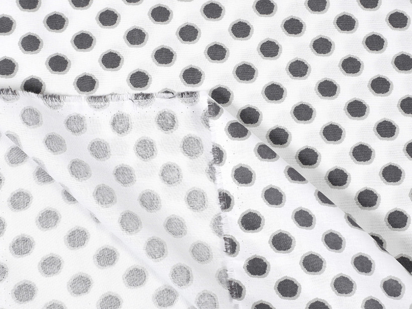 Țesătură SIMONA 100% bumbac - buline gri pe alb